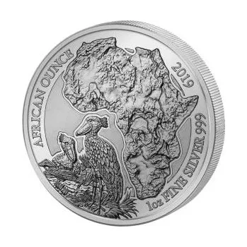 1 unce stříbrná mince Rwanda Schuhschnabel 2019 - leštěná deska