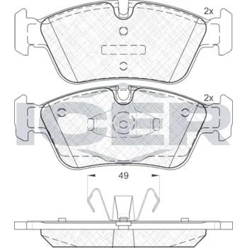Brzdová destička Sada brzdových destiček, kotoučová brzda ICER 181698