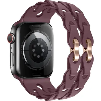 Příslušenství k chytrým hodinkám Silikonový řetízkový řemínek pro Apple Watch 38/40/41/42(S10)mm Barva náramku: Švestková