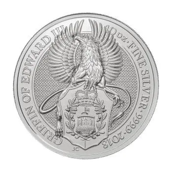 10 uncí stříbrná mince Queens Beasts Griffin 2018