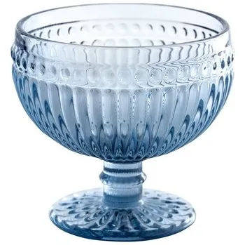 Zdobená skleněná miska na nožce Alice Blue