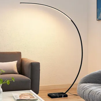 Lampička Oblouková stojací lampa Lindby LED Kendra, černá, hliník, výška 180 cm - Základna - šířka 22 cm, výška 4 cm LED 16,5 W celkem - Doprava zdarma