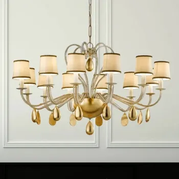 Lampička Masiero Krémový lustr ANOUK, 115 cm zlatá, slonovina, čirá 12 x 60 W - Doprava zdarma