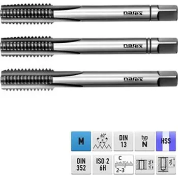 Závitořezný nástroj Narex Ždánice 041530012080800 - Závitník sadový ruční M 8 x 1,25 mm HSS - SADA ČSN 22 3010 kód 0200