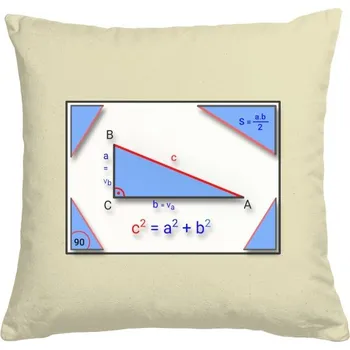 Polštář Polštář bavlněný s potiskem Matematický polštář Pythagorova věta