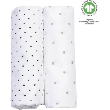 látková plena MOTHERHOOD BIO mušelínová plena 2ks šedé a černé tečky 85x85cm 85x85 černá