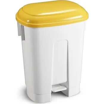Podlahový mycí stroj Koš na odpad Derby, 60 l, nášlapný, bílý/žluté víko