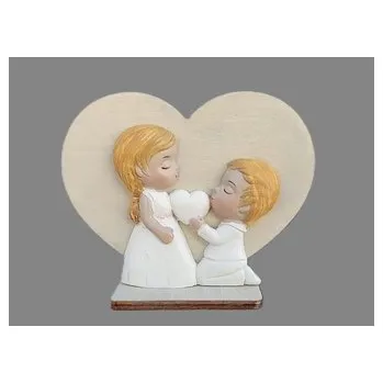 Vánoční dekorace Děti na dřevěném srdci