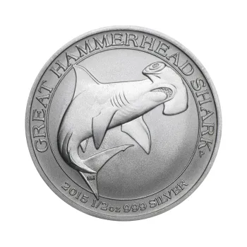 1/2 unce stříbrná mince Austrálie Great Hammerhead Shark - Hammerhai - 2015