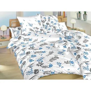 Povlečení Krepové povlečení KOMFORT Agáta denim na bílém 70x90, 140x200