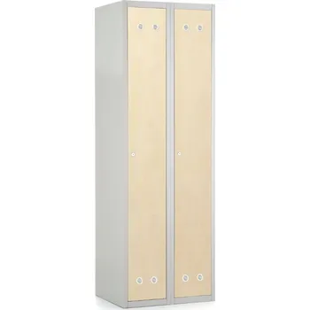 Šatní skříň Kovová šatní skříňka s dřevěnými dveřmi, 60 x 50 x 180 cm, cylindrický zámek, javor