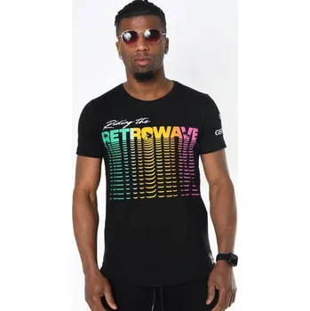 Pánské tričko Pánské triko krátký rukáv RETROWAVE černé, VELIKOST S
