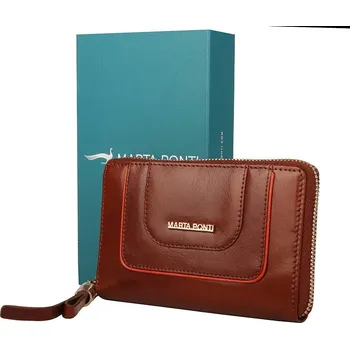 Peněženka Malá luxusní celozipová hnědá kožená peněženka Marta Ponti B703