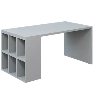 Dílenský stůl QPL 8 - 16T6 stůl pracovní, dřevěná podnož, nika, levý, deska 36 mm, široký 1600 mm, šedá