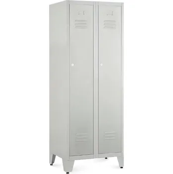 Šatní skříň Kovová šatní skříňka, 60 x 50 x 161,5 cm, nastavitelné nožky, cylindrický zámek, světle šedá - ral 7035