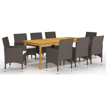 9dílný zahradní jídelní set hnědý Hnědá 3067862