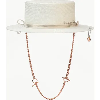 Klobouk Letní slaměný boater klobouk Ruslan Baginskiy - Chain Strap Straw Boater Hat Velikost: 57 cm (M)