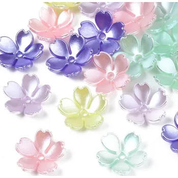 Dětské navlékací korálky Korálky akrylové, KYTIČKY - SVĚTLE FIALOVÁ LILA, 1,5x1,4 cm, 10ks/bal.