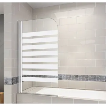 Vanová zástěna Vanová zástěna S1 STRIPE 80x140 - jednodílná sklopná, čiré sklo se vzorem, varianta pravá H K