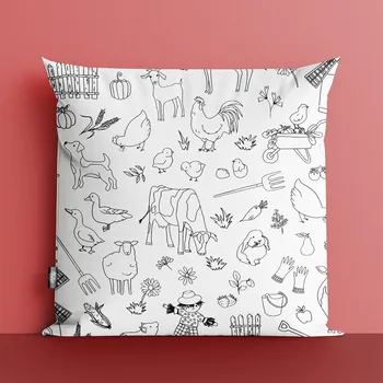 Dekorativní polštářek Farma Polštářek omalovánky