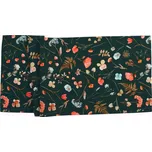 Běhoun na stůl Marianne tmavě zelený s květy 50x140cm, Sander