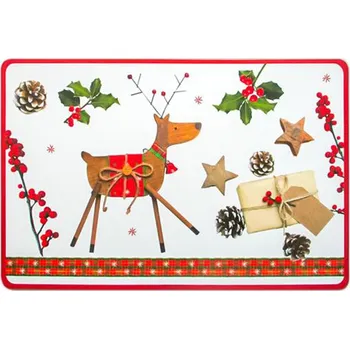 prostírání TORO Vánoční plastové prostírání 43.5 cm bílá s potiskem soba