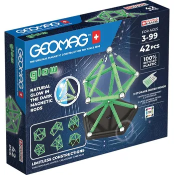 Stavebnice Geomag GEOMAG Glow 42 dílků ve tmě svítící Eko magnetická (stavebnice)