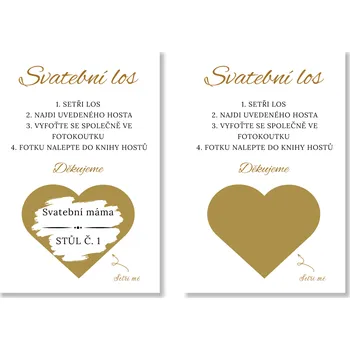Svatební dekorace Personal Stírací svatební los - Golden love Zlatá