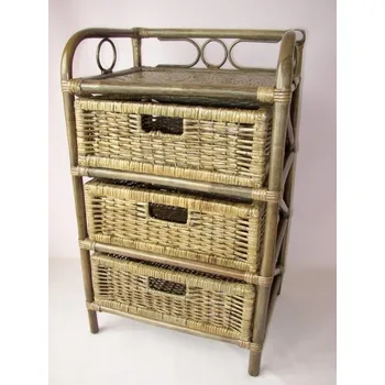 Komoda Ratanový prádelník 3 zásuvky tmavý - prádelník 3 zásuvky, šhv = 46x35x75cm