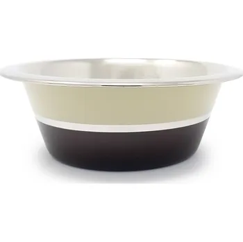 Miska pro psa PROFIZOO Miska nerezová Standard 1600 ml Hnědá/Béžová (šedý proužek)