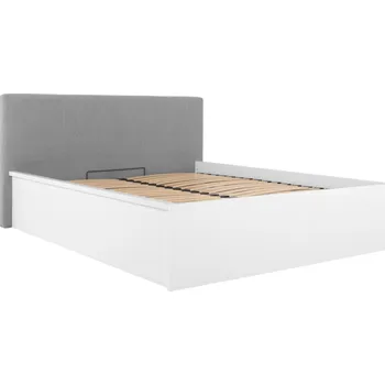 Postel BRW TETRIX postel s čalouněným čelem LOZ/160/B/T, bílý lesk/šedá
