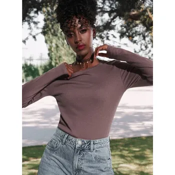 Dámské tričko Sinsay - Tričko s dlouhými rukávy - tmavě fialová - 3895Z-49X - 3895Z-49X-XXS-2