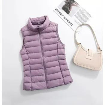 Prošívaná vesta s peřím Barva: Purpurová, Velikost: 3XL