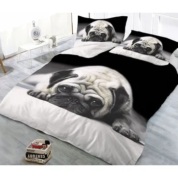 Povlečení POVLEČENÍ S 3D EFEKTEM 140x200/70x90cm - MOPSÍK