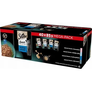 Krmivo pro kočku SHEBA Sauce Collection Kolekce rybích příchutí - mokré krmivo pro kočky - 40x85 g