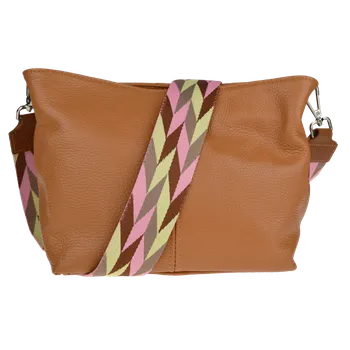 Kabelka NovaKabelka.cz Kožená italská crossbody kabelka Batilda Camel Scura s přídavným popruhem V