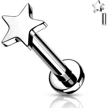 Piercing Šperky4U Piercing do brady - labreta hvězda - TIT1101-1206