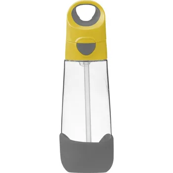 B.BOX Láhev na pití s brčkem 600 ml žlutá/šedá