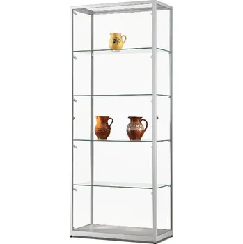 Prodejní regál MH Technic s.r.o. Skleněná vitrína 800x1984x400 mm, boční LED osvětlení, stříbrná