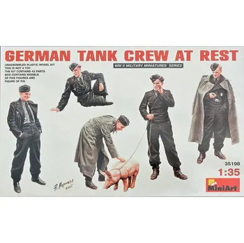 Plastikový model 1/35 German Tank Crew At Rest (5 fig.& pig)