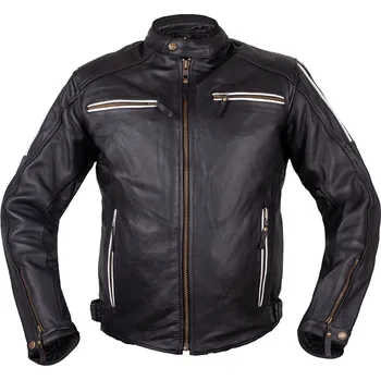 Moto bunda W-TEC Kožená moto bunda Helsin černo-bílá - 5XL