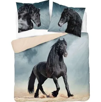 Povlečení Luxusní 3D povlečení - ČERNÝ KŮŇ - Francouzské 220x200 cm
