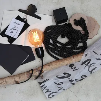 STAR TRADING E27 patice Glaze s kabelem, černá - patice - Ø 4,6 cm, délka 6 cm - Doprava zdarma