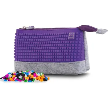 Penál PIXIE CREW velké pouzdro ŠEDÁ/FIALOVÁ