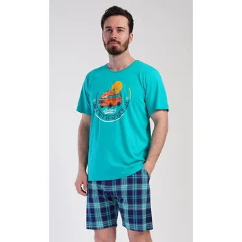 Pánské pyžamo Vienetta MAN Pánské pyžamo šortky Adventure Barva: Zelená, Velikost: XL