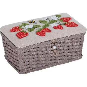 Organizér galanterie Malý košík na šití - Jahůdky (Sewing basket)