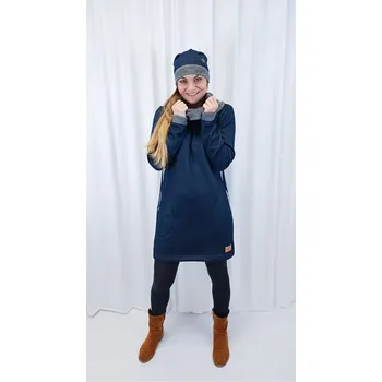 Dámská mikina Kulišárny Dámské zateplené mikinošaty JEANS VELIKOST: 38