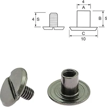 Nýt Pro Háčkování Nýt šroubovací 5 mm, Ø 4 mm černý nikl Počet: 1 ks