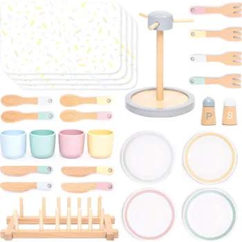 Dřevěná hračka UMU® Velká sada nádobí pro děti - Dětská kuchyňka, Dřevěná hračka