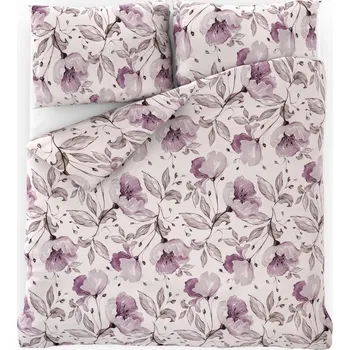 Povlečení Kvalitex Magnólie fialové 140 x 200, 70 x 90 cm zipové zapínání